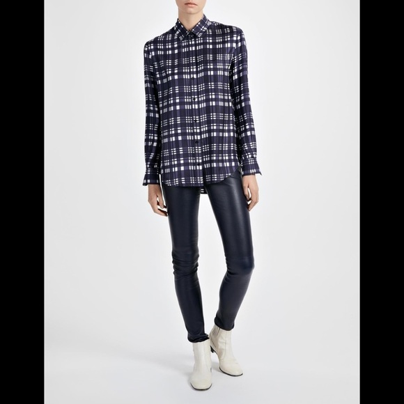 Joseph Silk Oversized Plaid Twill Dara Blouse 1/4 button down shirt. Size 8 - Picture 13 of 14